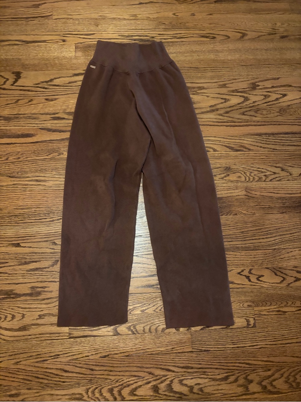 Wide Leg High-Rise Knit Pants in Dark Brown